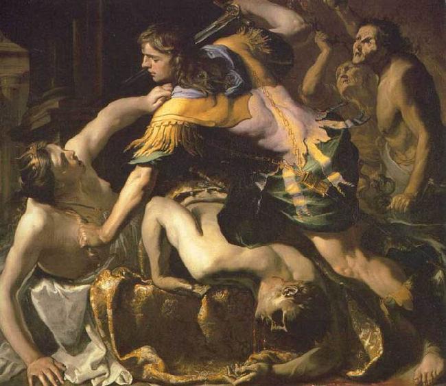 Bernardino Mei Orestes slaying Aegisthus and Clytemnestra oil painting picture